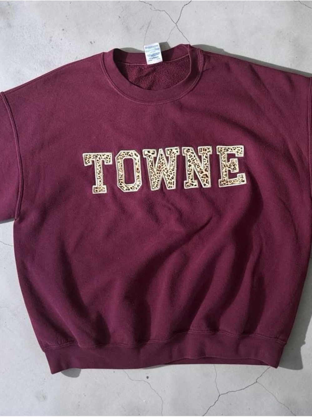 Unbranded Women's Maroon 'TOWNE' Crewneck Sweatshirt